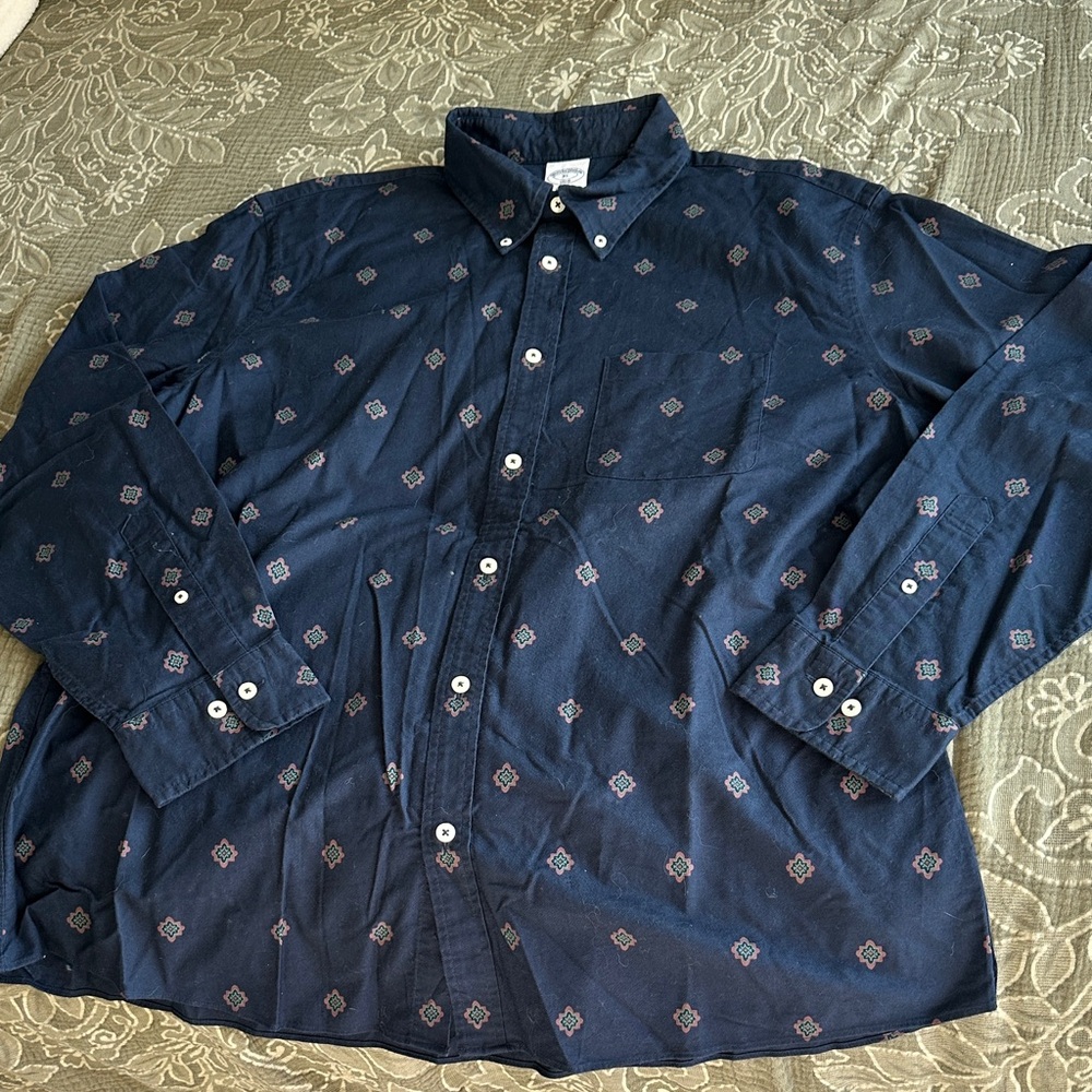 Brooks Brothers Navy Patterned Button-Down Shirt